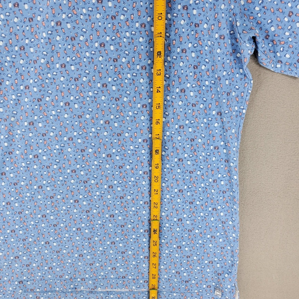 Peter Millar Polo Shirt Men M Blue Seaside Cocktail Claws Print Stretch Logo - Picture 7 of 7